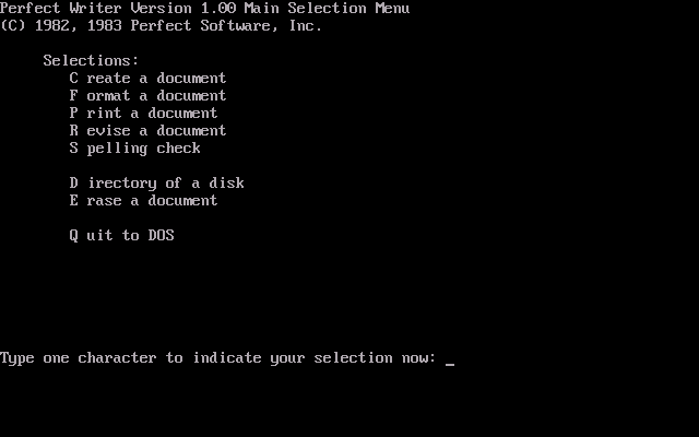 Perfect Writer - Menu